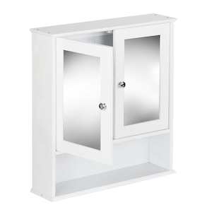 Mirrors 1: Artiss Bathroom Tallboy Storage Cabinet with Mirror - White
