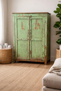 Vintage Distressed Indian Wooden Cabinet