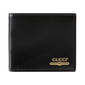 Accessories: Gucci Leather Wallet with Gucci Logo (8 Card Slot) Black