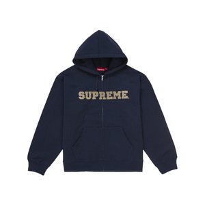 Supreme Collegiate Applique Zip Up Hooded Sweatshirt Navy (FW25)