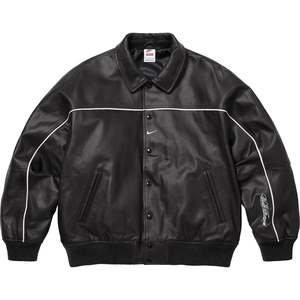 Nike Clothing: Supreme x Nike Leather Varsity Jacket 'Black' (SS25)