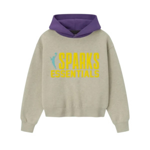 Fear of God Essentials Women's Sparks Classic Hoodie Heather Stone/Purple Reign
