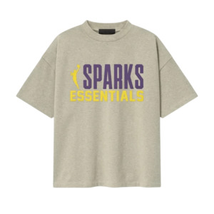 T Shirts: Fear of God Essentials Sparks 90s Tee Heather Stone