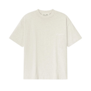 Shorts Pants: Fear of God Essentials Embroidered Classic Short Sleeve Tee Oatmeal Heather