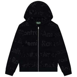 Denim Tears Systemic Racism Controls America Zip Hoodie Black