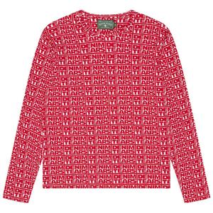 Hoodies Crewnecks: Denim Tears Larmes de Denim Jacquard Long Sleeve Tee Red