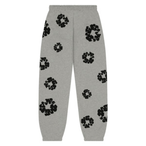 Hoodies Crewnecks: Denim Tears Black Cotton Wreath Sweatpants Grey