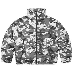 Hoodies Crewnecks: Denim Tears Cotton Wreath Puffer Jacket White Camo