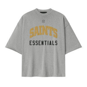 T Shirts: Fear of God Essentials Saints 90s 3/4 Sleeve Football Tee Concrete Heather
