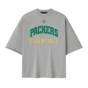 Fear of God Essentials Packers 90s 3/4 Sleeve Football Tee Concrete Heather
