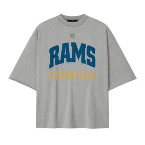 Fear of God Essentials Rams 90s 3/4 Sleeve Football Tee Concrete Heather