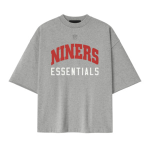 T Shirts: Fear of God Essentials Forty Niners 90s 3/4 Sleeve Football Tee Concrete Heather