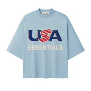 Fear Of God Essentials USA Baseball Merch Tee Stone Blue