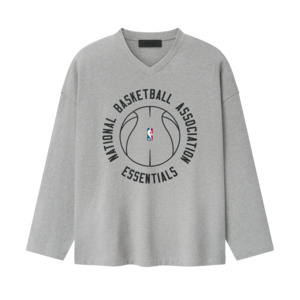 Fear Of God Essentials NBA X Barkley Hendricks Long Sleeve V-Neck Tee Concrete Heather