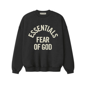 Hoodies Crewnecks: Fear Of God Essentials Campus 90s Crewneck Sweatshirt Faded Black