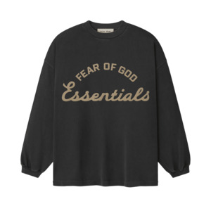 T Shirts: Fear Of God Essentials Training 90s Long Sleeve Tee Faded Iron Grey