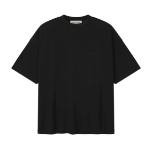 T Shirts: Fear Of God Essentials Pique Signature 90s Tee Vintage Black