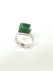 Rings: Large Pounamu almost-Cube Ring (RI-CU1)