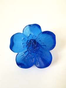 Glassware: Cast Glass Buttercup Flower - Aquamarine - Garden Path Series
