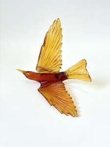 Too Late: Bellbird / Korimako #2 (Wings Back) - Dark Orange/Red