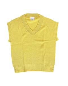 Tops: Evie Textured Merino/Cotton Vest - Buttercup Yellow