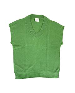 Tops: Evie Textured Cotton/Merino Vest - Kelly Green