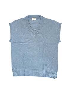 Evie Textured Merino/Cotton Vest - Sky