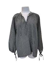 Tops: Autumn Blouse - Mini Black Gingham Cotton