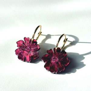 Earrings: Wildflower Earrings - Merlot