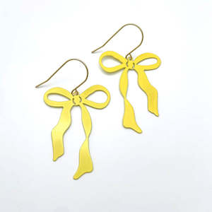 Earrings: Midi Bow Earrings - Lemon Yellow