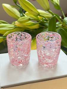 Grinter Glass: Pair of Handblown Shot Glasses - Soft Pink