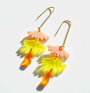Wanderlust "Tokyo" Earrings - Bright Pink, Yellow