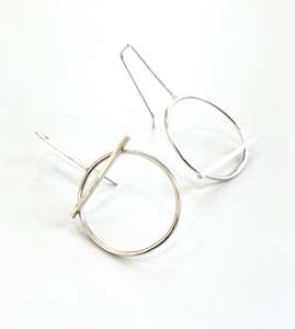 Kouka Design: Silver Oval Hoop with Bar Earrings
