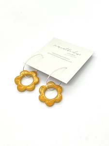 Samantha Elise: Flower Drops - Tangerine - Ceramic & Sterling Silver Earrings