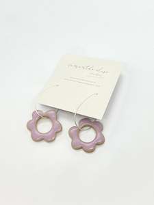 Samantha Elise: Flower Drops - Lilac - Ceramic & Sterling Silver Earrings