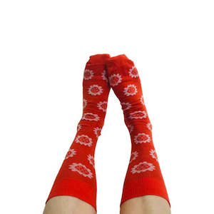 Sly Company: Merino Floral Socks - Tangerine