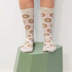 Sly Company: Merino Floral Socks - Marle, Clay