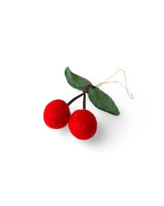 Store17: Cherries Felted Wool hanging Ornament