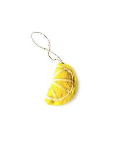 Store17: Lemon Slice Felted Wool hanging  Ornament