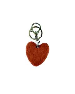 Store17: Rust Heart Felted Wool Keyring/Clip - burnt orange