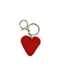 Store17: Red Heart Felted Wool Keyring/Clip - red