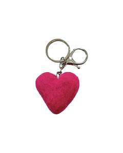 Store17: Hot Pink Heart Felted Wool Keyring/Clip