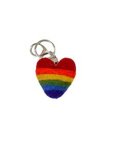 Store17: Rainbow pride Heart  - Felted Wool Keyring/Clip