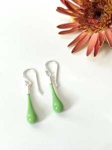 Wearing Glass: Glass Teardrop Earrings - Light Green