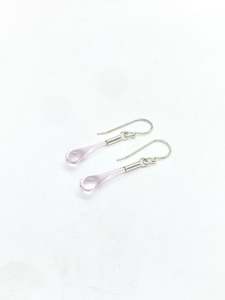 Wearing Glass: Glass Teardrop Earrings - Soft Pink