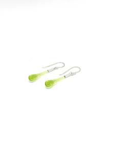 Wearing Glass: Glass Teardrop Earrings - Peridot Green