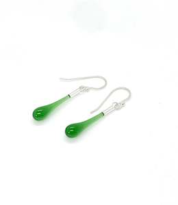 Wearing Glass: Glass Teardrop Earrings - Emerald Green
