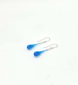 Wearing Glass: Glass Teardrop Earrings - Aqua Blue
