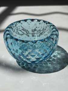 Glassware: Textured Handblown Glass Mini "Fulvio" Bowl - Copper Blue