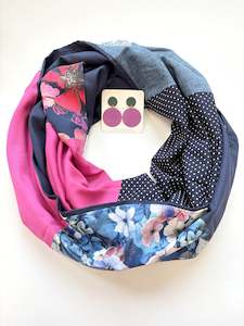 Infinity Scarf - Navy Fuchsia Florals / Navy